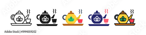 Teapot Multiple Style Icon Set Collection. 