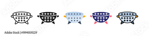 Colander Multiple Style Icon Set Collection. 