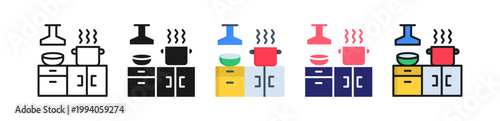 Kitchen Multiple Style Icon Set Collection. 