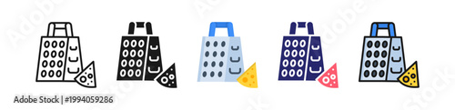 Grater Multiple Style Icon Set Collection. 