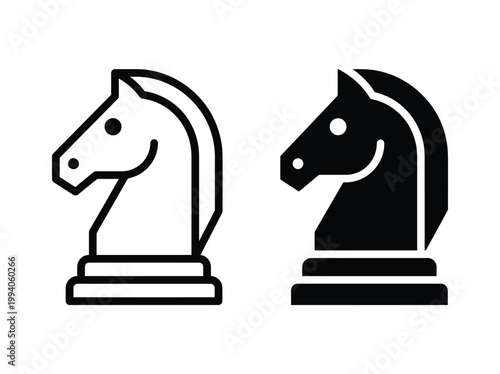 Black and white knight chess pieces Vector