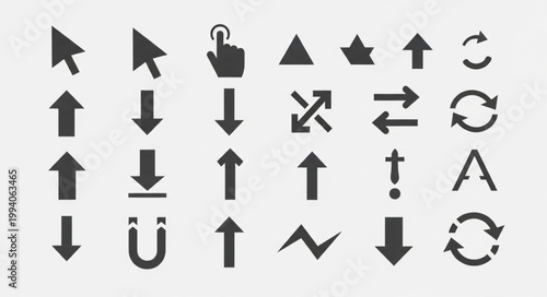 Collection of Various Arrow and Cursor Icons.