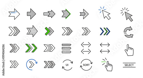Collection of Hand Drawn Arrows and Cursor Icons.