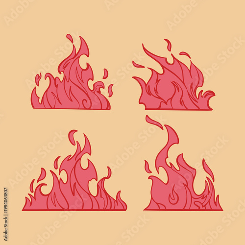 Fire with minimalism pink colors set