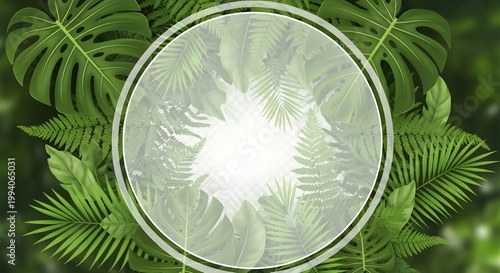 Tropical Leaf Circle Frame Transparent PNG – Organic Product Display Background