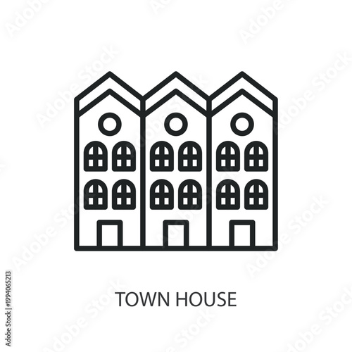 Town House thin line vector icons