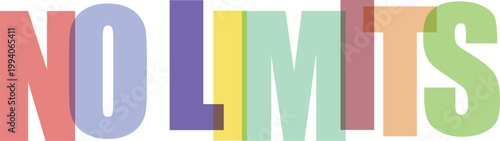 No Limits text with colorful overlapping typography isolated on white background