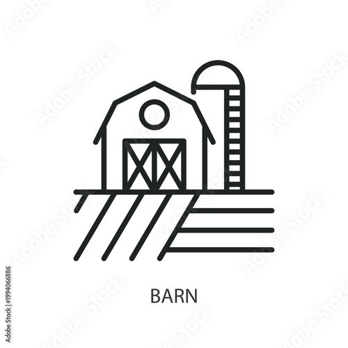 Barn thin line vector icons