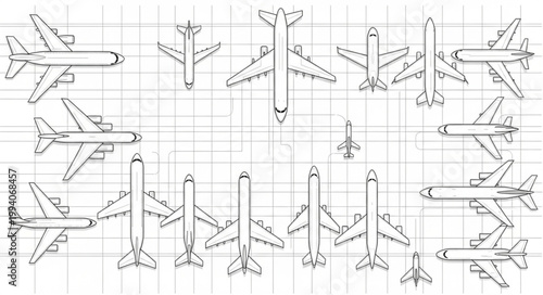 Blueprint of Airplanes and Aviation Schematics.