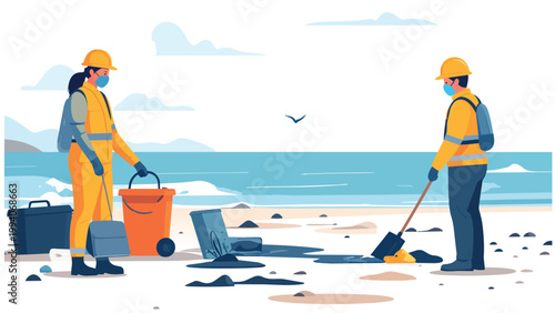 vector illustration of a woman with a shovel