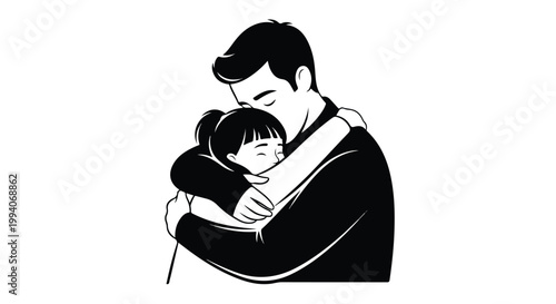 Loving father embracing his child, symbolizing fatherhood and family bonding on Fathers Day, a heartwarming moment