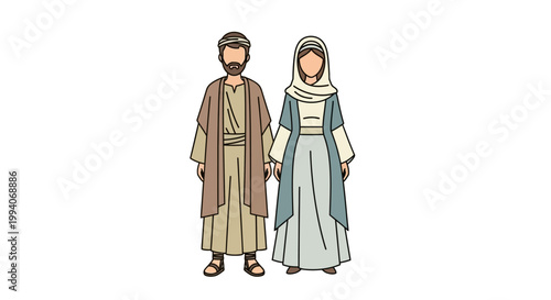 Illustration of a Biblical Couple in Traditional Attire