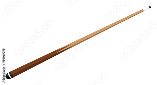 Realistic wooden billiard cue stick isolated on white background