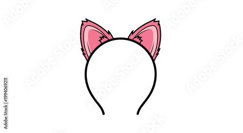 Cute pink cat ear headband on white background