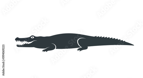 Minimalist silhouette of a crocodile in vector style