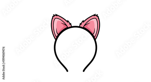 Cute pink cat ear headband on white background