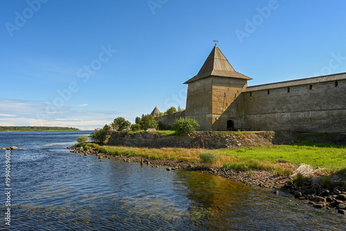 Canvastavla Old tower of the Oreshek fortress at the mouth of the Neva River, Leningrad regi