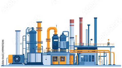 3D cartoon oil refinery factory