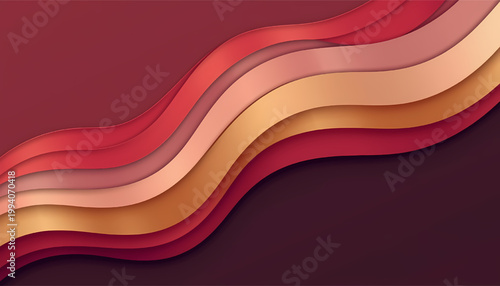 Elegant flowing wavy layers of warm gradient colors like red orange gold and beige create a dynamic abstract background with soft shadows and a smooth its illustration only