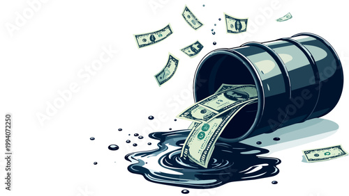 money falling into the oil