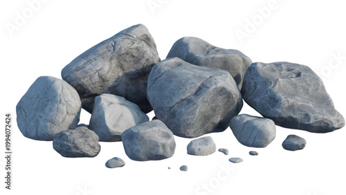 Cuadro en lienzo A collection of rough, jagged gray rocks scattered together in a natural formati