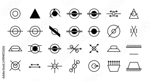 Collection of Various Technical Symbols and Icons.