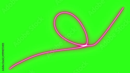 Neon light effect line design animation on green screen