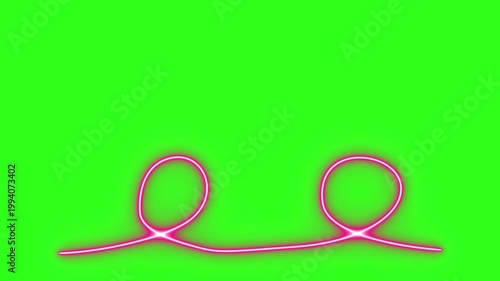 Neon light effect line design animation on green screen