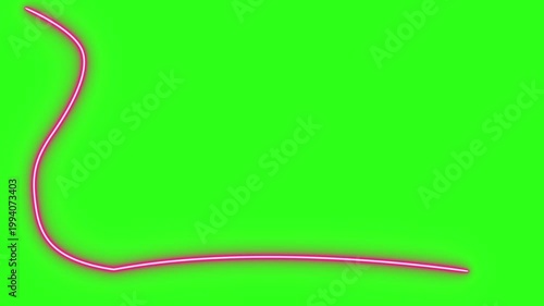 Neon light effect line design animation on green screen