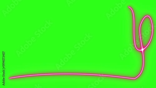 Neon light effect line design animation on green screen
