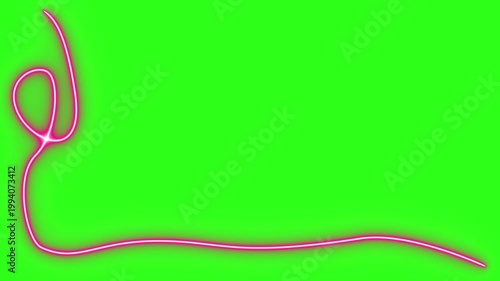 Neon light effect line design animation on green screen