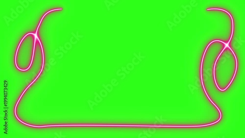 Neon light effect line design animation on green screen