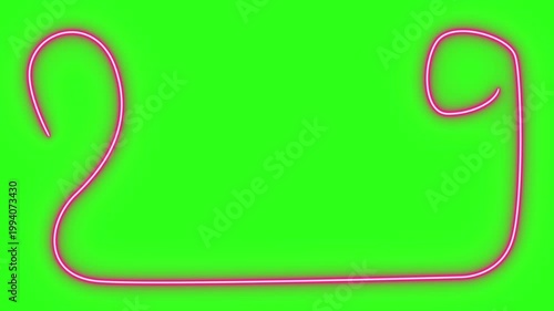 Neon light effect line design animation on green screen