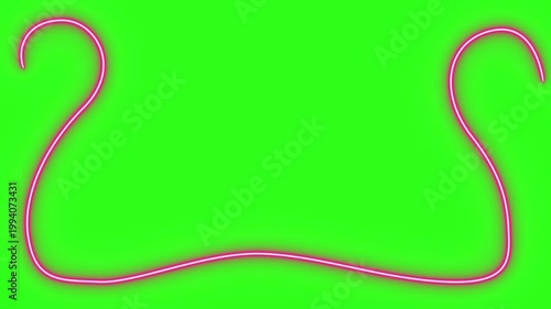 Neon light effect line design animation on green screen