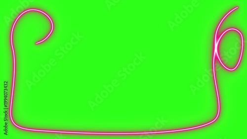 Neon light effect line design animation on green screen