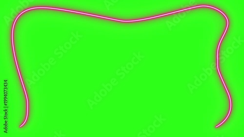 Neon light effect line design animation on green screen
