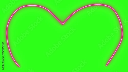 Neon light effect line design animation on green screen