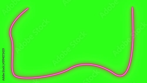 Neon light effect line design animation on green screen