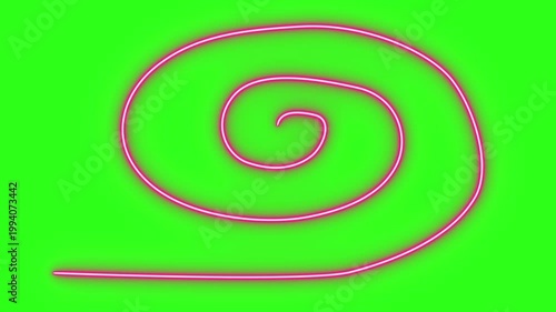 Neon light effect line design animation on green screen