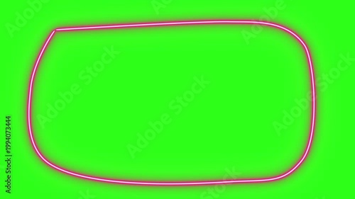 Neon light effect line design animation on green screen