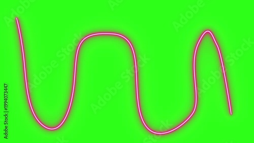 Neon light effect line design animation on green screen