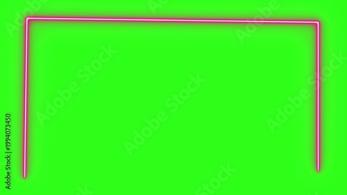 Neon light effect line design animation on green screen