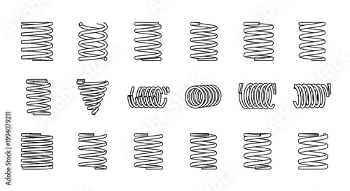 collection of various coil spring icons and vector illustrations
