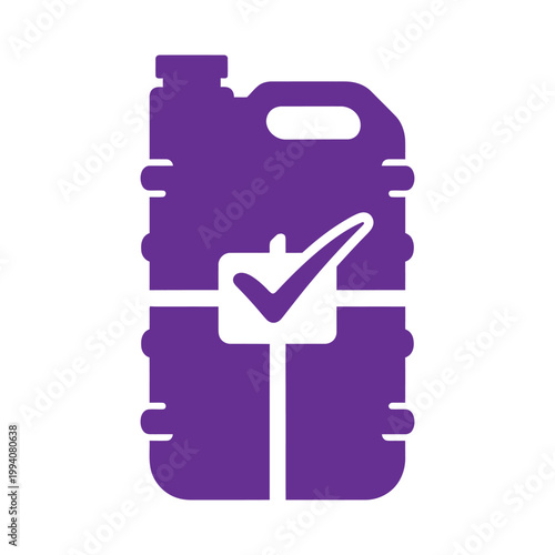 Water bottle with check mark icon vector approved certified purified