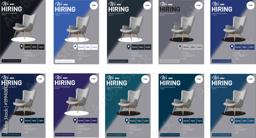 Colorful Business Flyer Templates with Circular Placeholder, Vector Illustration