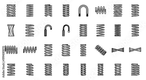 collection of various spring types and designs engineering components and prototypes