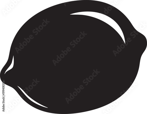 Black lemon icon, citrus fruit symbol, vector illustration, flat design element