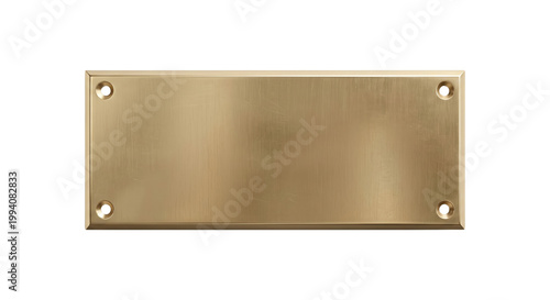 Konstfotografi Blank rectangular brass metal plaque with corner screw holes