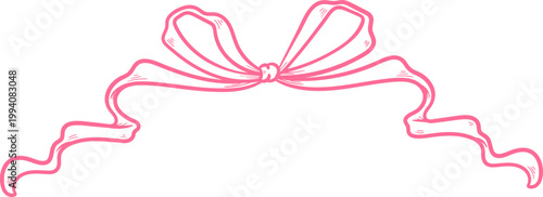 Cute Ribbon Top Border Bow Line Art