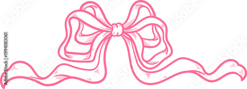 Horizontal Ribbon Bow Decorative Line Clipart